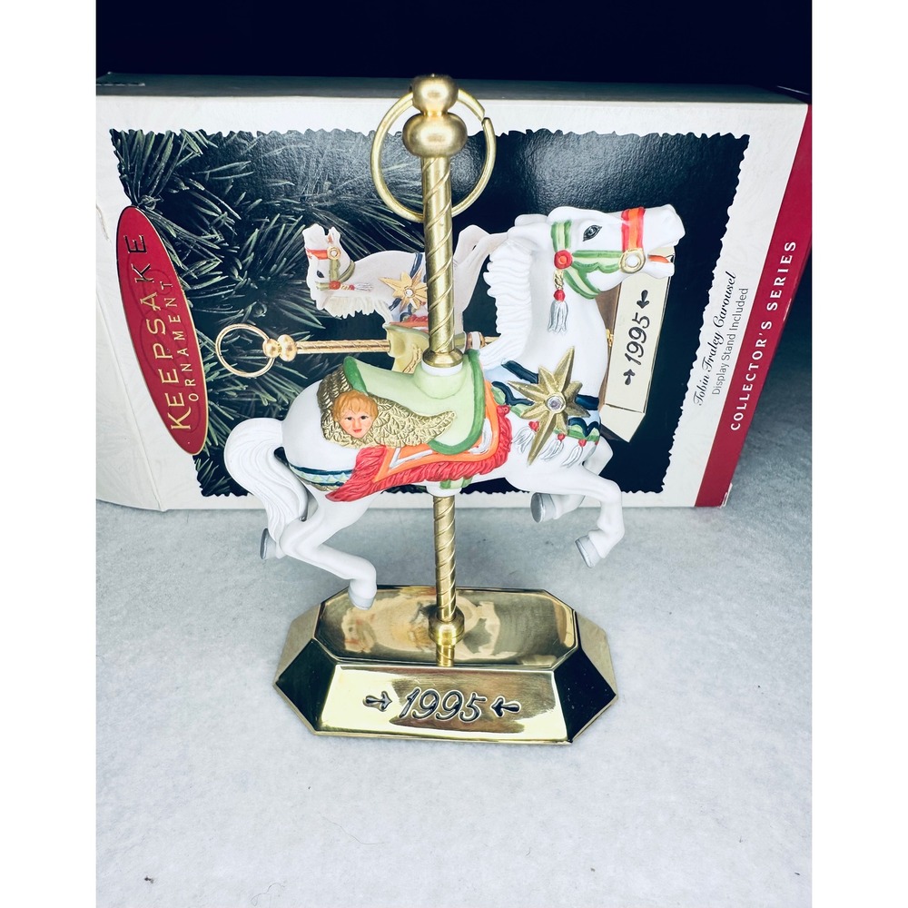 Tobin Fraley Carousel Horse Hallmark 1995 Porcelain Ornament #4‎ in Series Box